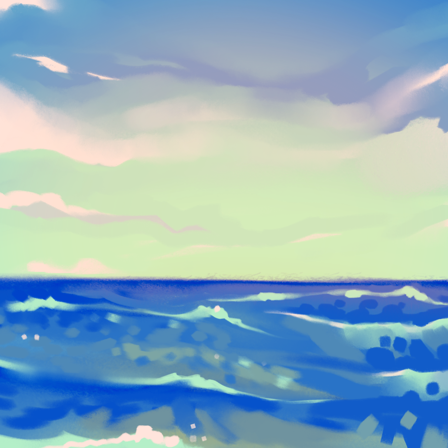 Painterly Postcard Inspired Ocean