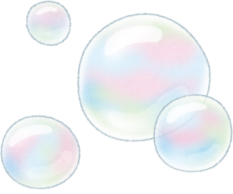 Watercolor Illustration of Floating Soap Bubbles